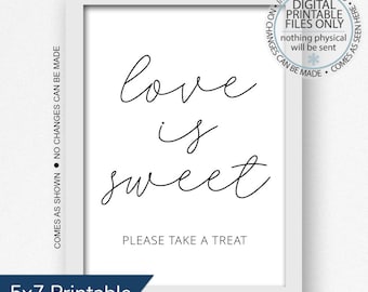 Printable Love Is Sweet Sign, Love Is Sweet, Candy Bar Sign, Dessert Bar sign, Wedding Sign, Wedding Favors Table Sign, Wedding Favors Sign