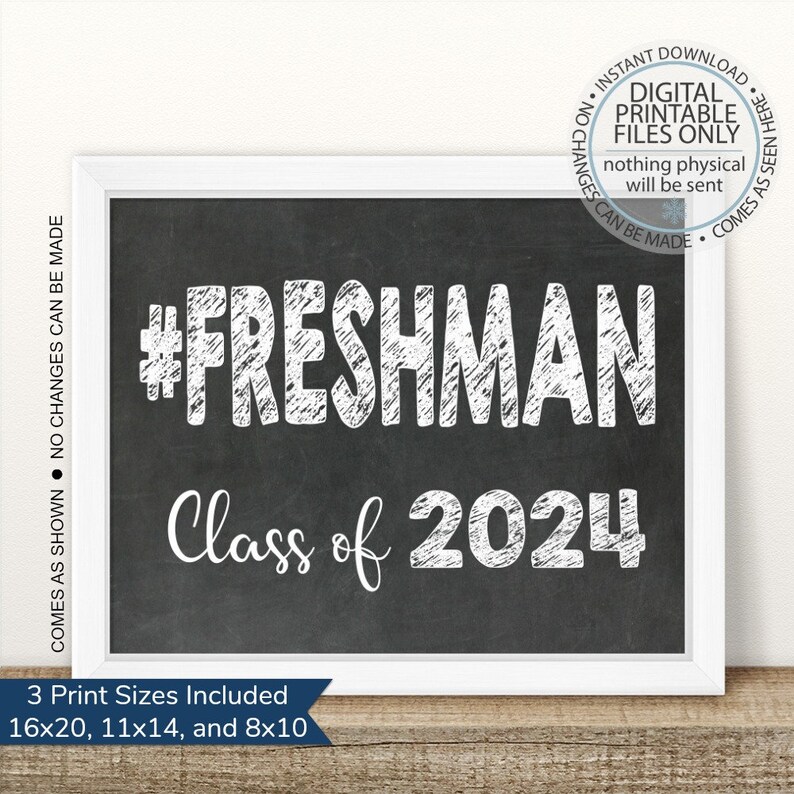 Freshman Class of 2024 First Day of Freshman Year Printable Etsy