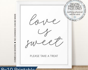 Printable Love Is Sweet Sign, Love Is Sweet, Candy Bar Sign, Dessert Bar sign, Wedding Sign, Wedding Favors Table Sign, Wedding Favors Sign