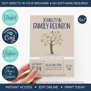 EDITABLE Family Reunion Invitation, Summer Family Reunion, Reunion Invitation, Family Party, Summer Party, BBQ, Picnic, Family Barbecue