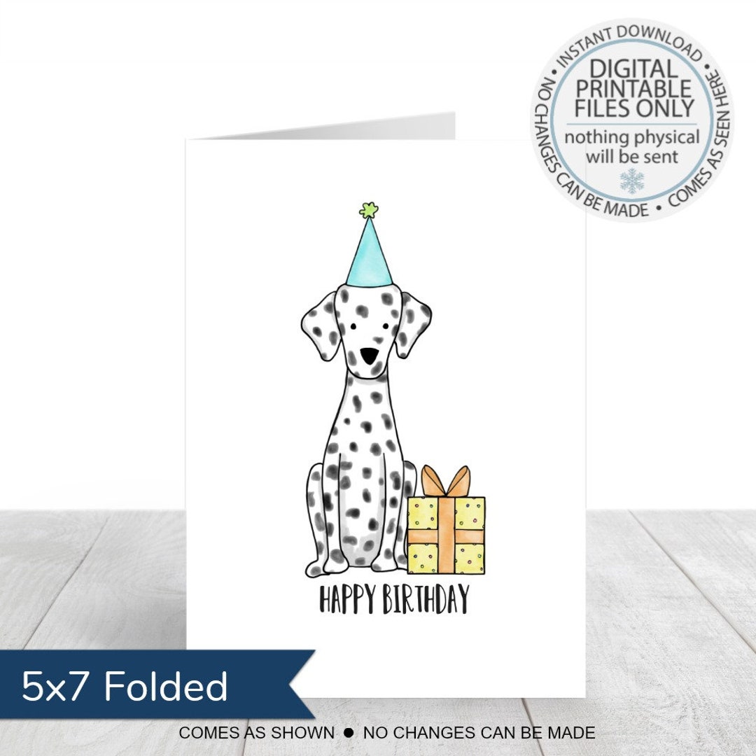 Printable Birthday Card Happy Birthday Greeting Card Dog - Etsy