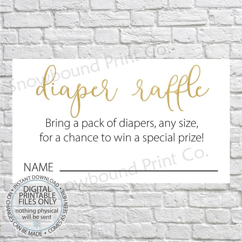 Diaper Raffle Insert Baby Shower Game Diaper Raffle Ticket Etsy
