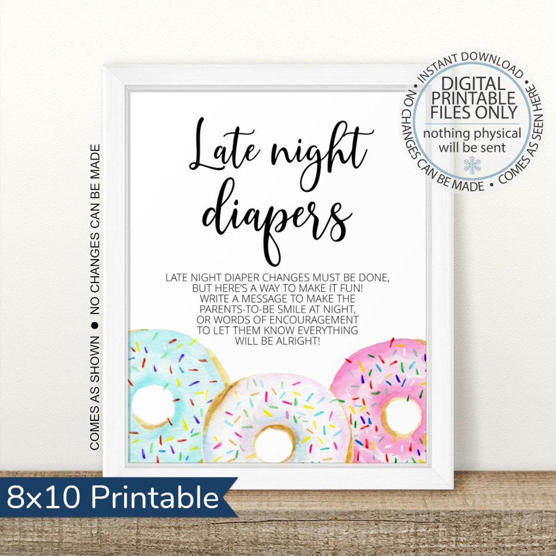 Donut Late Night Diapers Game Printable Donut Baby Shower - Etsy