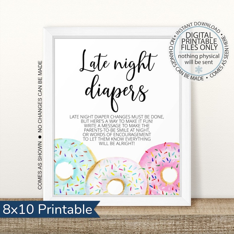 Donut Late Night Diapers Game Printable Donut Baby Shower - Etsy