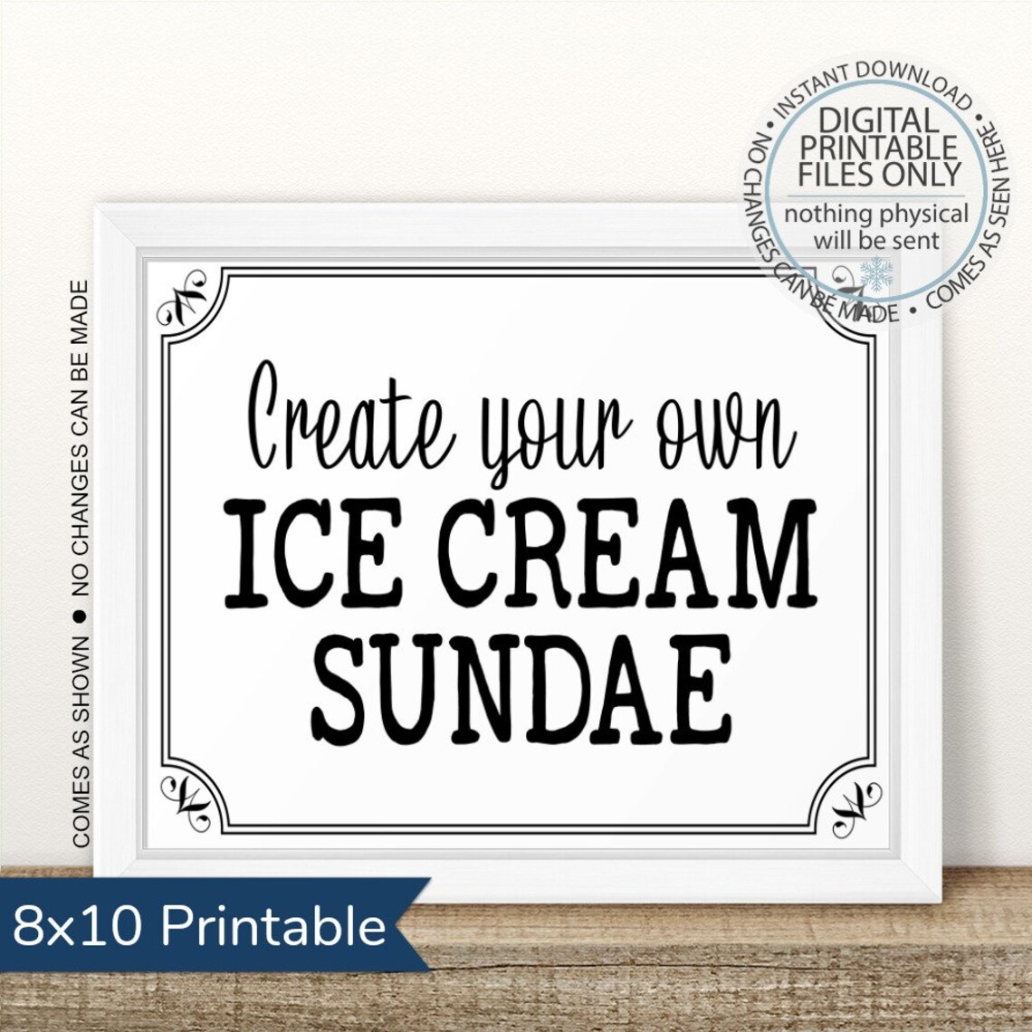 Printable Ice Cream Bar Sign Printable Dessert Table Sign Etsy