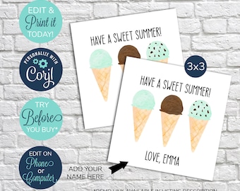EDITABLE Have a Sweet Summer Tag, End of School Year Tag, Popsicle Tag, End of Year Treat Tag, Printable End of Year Favor Tag, Kids Tags