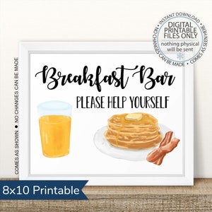 Printable Breakfast Bar Sign, Breakfast Station Sign, Pancakes Table Sign, Juice Bar, Help Yourself, Breakfast Table Sign, Brunch Sign