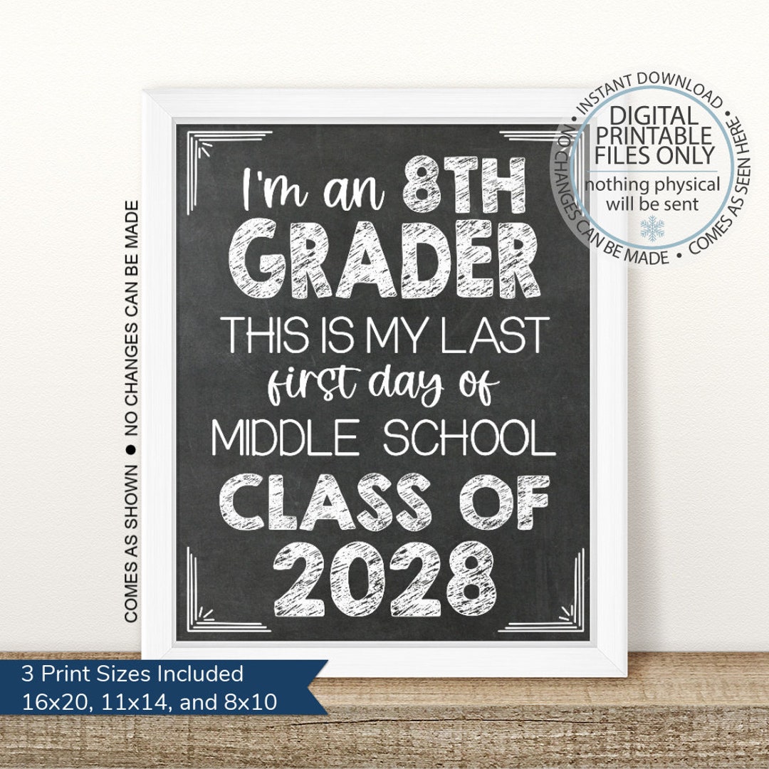 Printable 8th Grade 20232024, First Day of School Printable, First Day