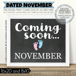 PRINTABLE Pregnancy Announcement, Coming Soon, Printable Pregnancy Sign, Chalkboard Sign, Baby Announcement, boy or girl, Pink or Blue