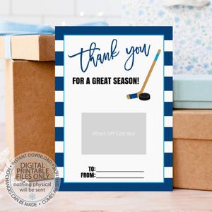 Printable Hockey Coach Gift Card Holder, Printable Gift Card Holder, Coach Appreciation, Hockey Coach Gift, Thank You card, Sports Team