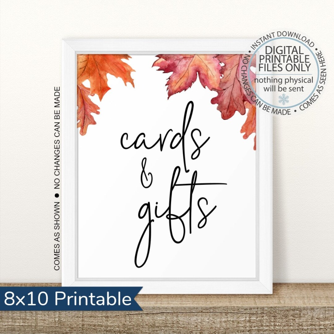Printable Cards and Gifts Sign, Printable Gift Table Sign, Cards ...
