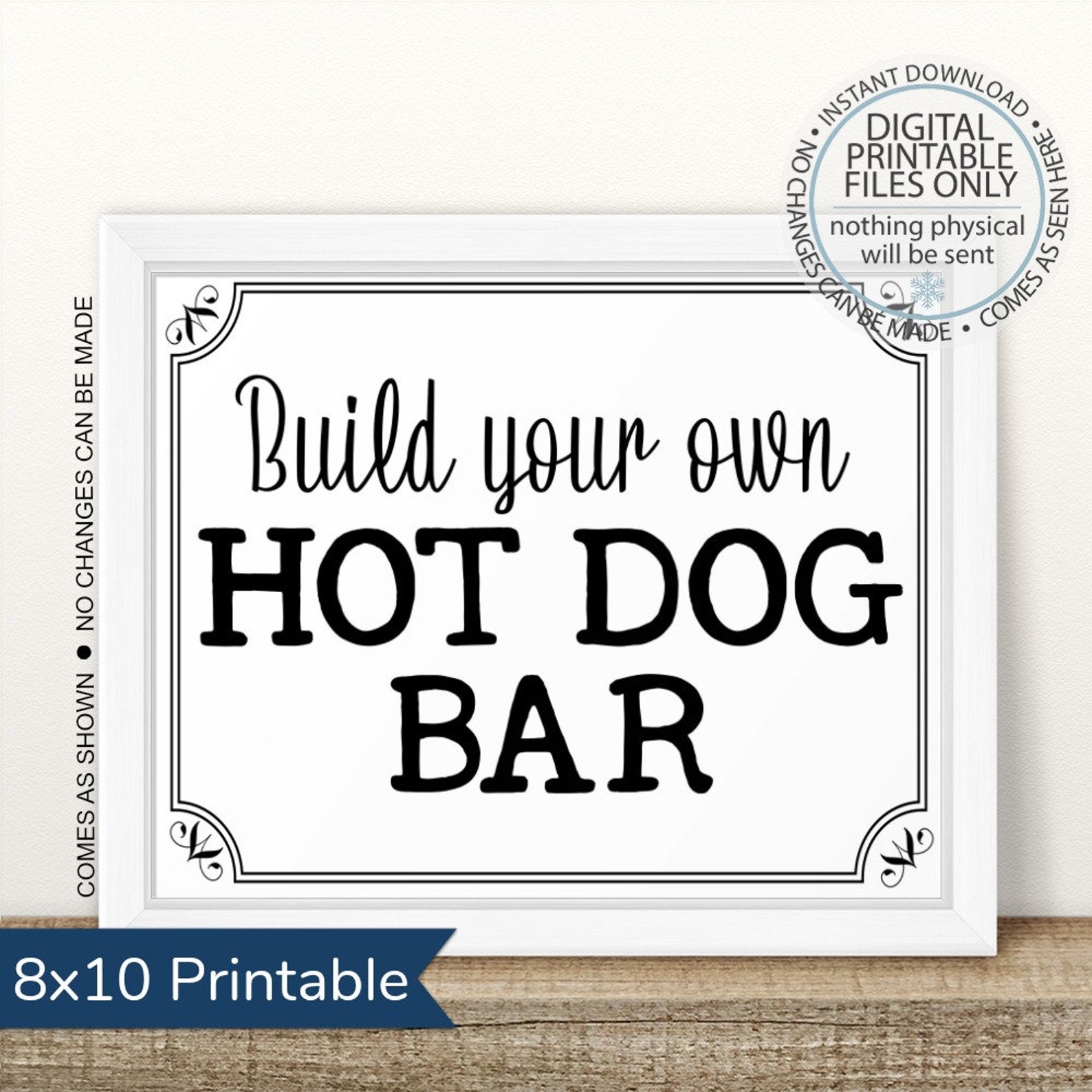 Printable Hot Dog Bar Sign Printable Hot Dog Table Sign Hot - Etsy