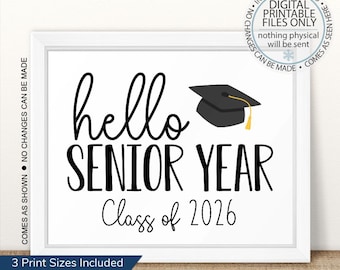 Senior Class of 2026, First Day of Senior Year Sign, Printable First Day, Back To School, First Day of School Printable Sign, Senior Year