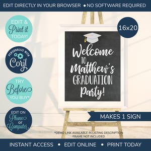 EDITABLE Graduation Party Welcome Sign, Class of 2025, Open House Sign, Graduation Party Sign, High School Grad, College Grad