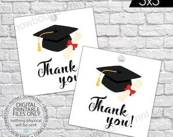 Printable Graduation Gift Tags, Class of 2024, High School, College, Party Favor, Graduation Favor Tags, Thank You Tags, 2024 Graduate