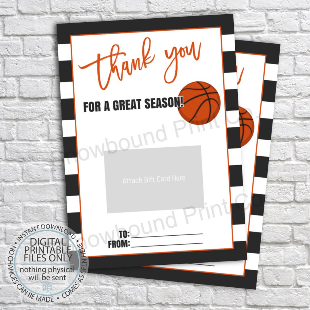 Printable Basketball Coach Gift Card Holder Printable Gift - Etsy