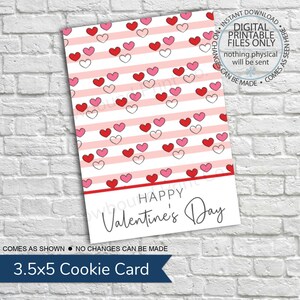 PRINTABLE Mini Cookie Card - 3.5&quot;x5&quot; - Happy Valentine&#39;s Day, Valentine Cookie Card, Heart Cookie, Valentine&#39;s Day Card