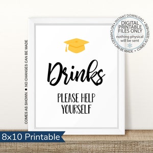 Printable Graduation Party Drink Station Sign, Open House Sign, Graduation Party, Beverages, Beverage Station Sign, Table Sign, Food Table