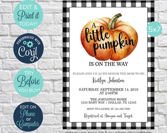 EDITABLE Fall Baby Shower Invite, Pumpkin Baby Shower Invitation, Fall Baby Shower Invitation, Boy Baby Shower, baby shower, invitation