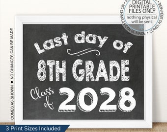 Printable 8th Grade 2023-2024, Last Day of School Printable, Last Day of School, Last Day Eighth Grade, last day picture, Middle School