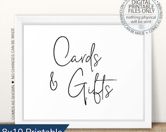 May include: Printable 8x10 sign with black text on a white background that reads "Cards & Gifts".