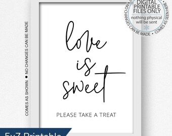 Printable Love Is Sweet Sign, Love Is Sweet, Candy Bar Sign, Dessert Bar sign, Wedding Sign, Wedding Favors Table Sign, Wedding Favors Sign