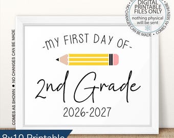 Imprimable premier jour de deuxième année 2026-2027, premier jour d'école, photo premier jour, accessoire photo premier jour, enseigne moderne, enseigne d'école