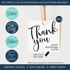 EDITABLE Thank You Tags, Thank You for Coming Tags, Wedding Tags, Birthday Party, Graduation Party, Favor Tags, Teacher Thank You Tag