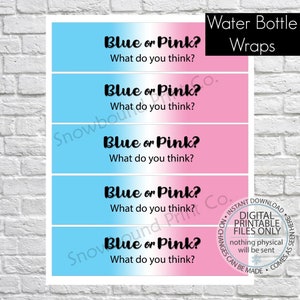PRINTABLE Gender Reveal Water Bottle Labels, Pink or Blue, What Do You ...