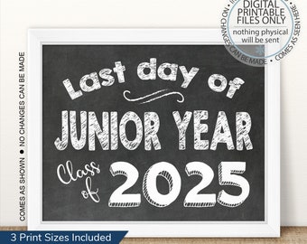 Last Day of Junior Year, Printable Last Day Sign, End of School Sign, Last Day of School Chalkboard Sign, Class of 2025, Last Day Sign