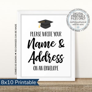 Dirección de graduación imprimible su signo de sobre, dirección de su tarjeta de agradecimiento, ayude al graduado ocupado, escriba su dirección