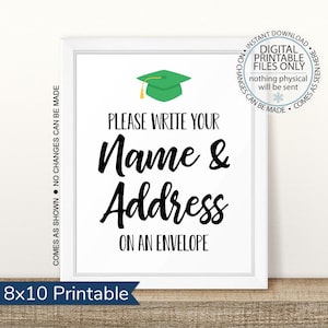 Druckbare Abschlussadresse Ihr Umschlagzeichen, Adresse Ihre Dankeskarte, Hilfe dem beschäftigten graduierten, Schreiben Sie Ihre Adresse, grün