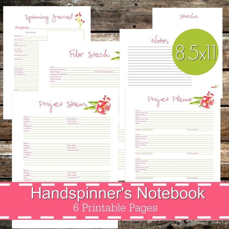 Spinner Notebook Handspinner's Notebook, Spinner's Journal, Spinning Printables, Fiber ...