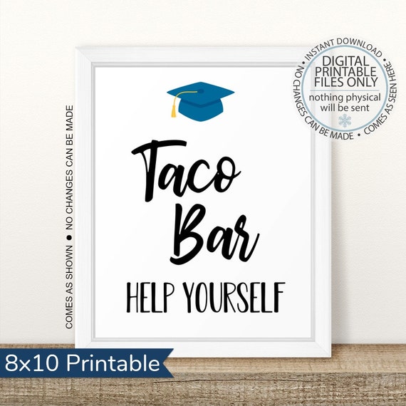 Taco 'Bout a Bright Future 8x10 Graduation Taco Bar Printable Sign Digital INSTANT DOWNLOAD Faux Gold Confetti on Black Graduation