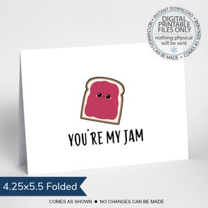 Imprimable, tu es ma confiture, carte de voeux amusante, carte de bonheur, carte Je t'aime, carte de fin gourmet, carte d'anniversaire, carte de jeu de mots ringard, carte de voeux de petit garçon