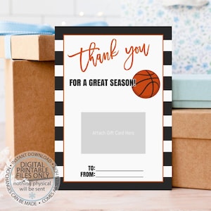 Porte-cartes cadeau imprimable entraîneur de basket-ball, porte-cartes cadeau imprimable, appréciation de l'entraîneur, cadeau entraîneur de basket-ball, carte de remerciement, sport