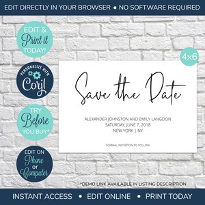 BEWERKBAAR Save the Date ansichtkaart, bewaar de datumkaart, bewaar de datum, modern bewaar de datum, huwelijksuitnodiging, bewaar de datumsjabloon