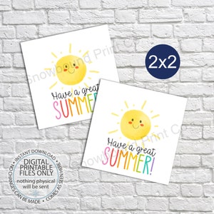 Printable Have a Great Summer Tag, End of School Year Tag, Sunshine tag, Appreciation Tag, Printable Teacher Tag, Last Day of School