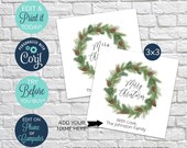 EDITABLE Christmas Gift Tags, Christmas Favor Tags, Square Gift Tag, Favor Tags, Gift Bag Tags, Christmas Wreath, Christmas Gift Bag Tags