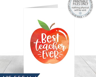 Druckbare Lehrerkarte, Lehrer-Dankeskarte, Bester Lehrer aller Zeiten, Geschenk zum Jahresende, Lehrer-Dankeschön, Lehrer-Grußkarte
