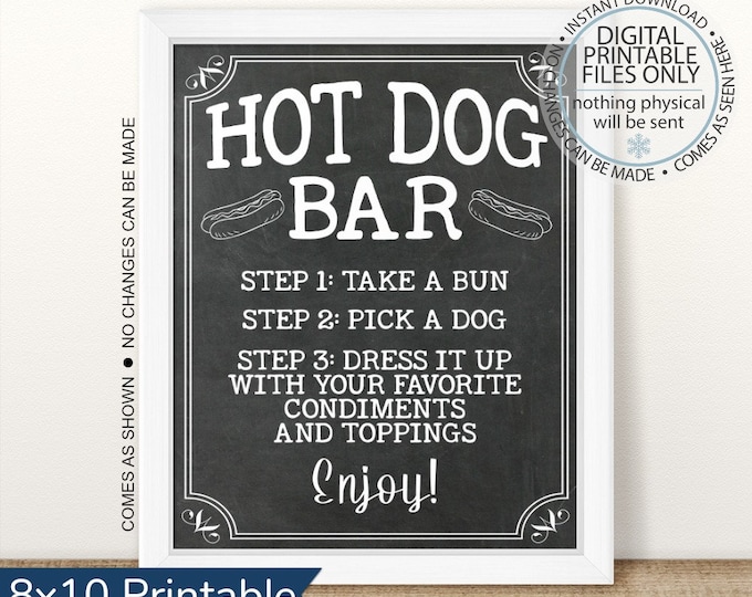 Printable Hot Dog Bar Sign Printable Hot Dog Table Sign Hot - Etsy