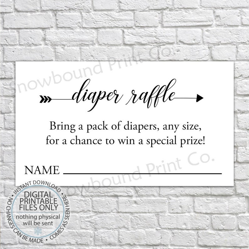 Diaper Raffle Insert Baby Shower Game Diaper Raffle Ticket Etsy