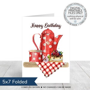 Printable Happy Birthday Greeting Card, Tea greeting card, simple greeting card, blank greeting card, Birthday card, Tea Birthday card