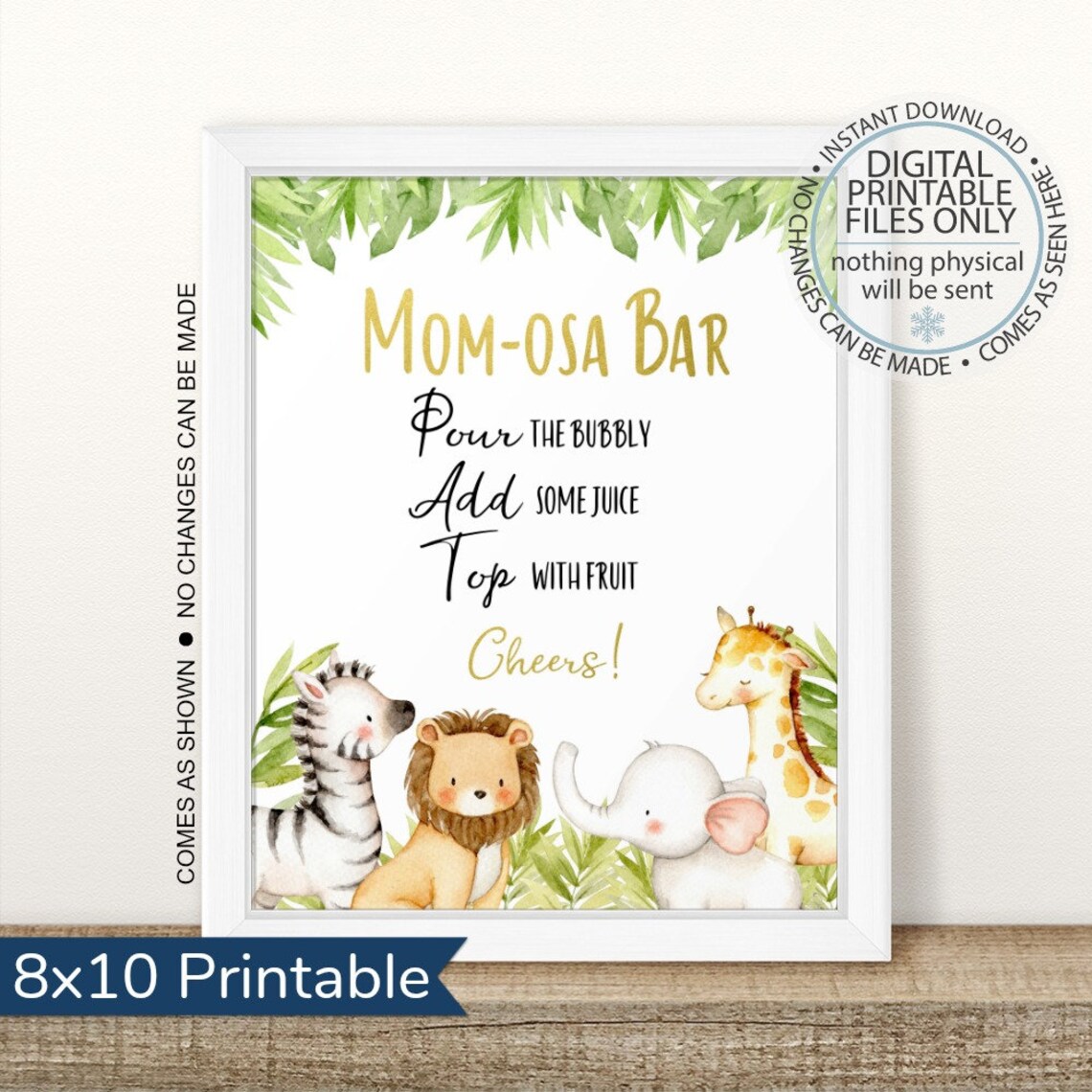 Printable Momosa Sign Jungle Mom-osa Decorations Baby | Etsy