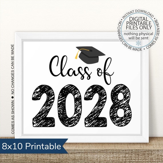 Printable Class of 2028 Graduation Sign Senior Pictures Photo | Etsy