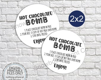 Printable Hot Chocolate Bomb Tag, Christmas Hot Cocoa Bomb Tag, You're The Bomb Tag, Instructions Valentine Gift Tag, Valentine's Day