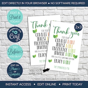 EDITABLE Mint Appreciation Gift Tag, Teacher Staff Employee School Appreciation Week Gift, Appreciation Tag, Health Care Worker, Nurse