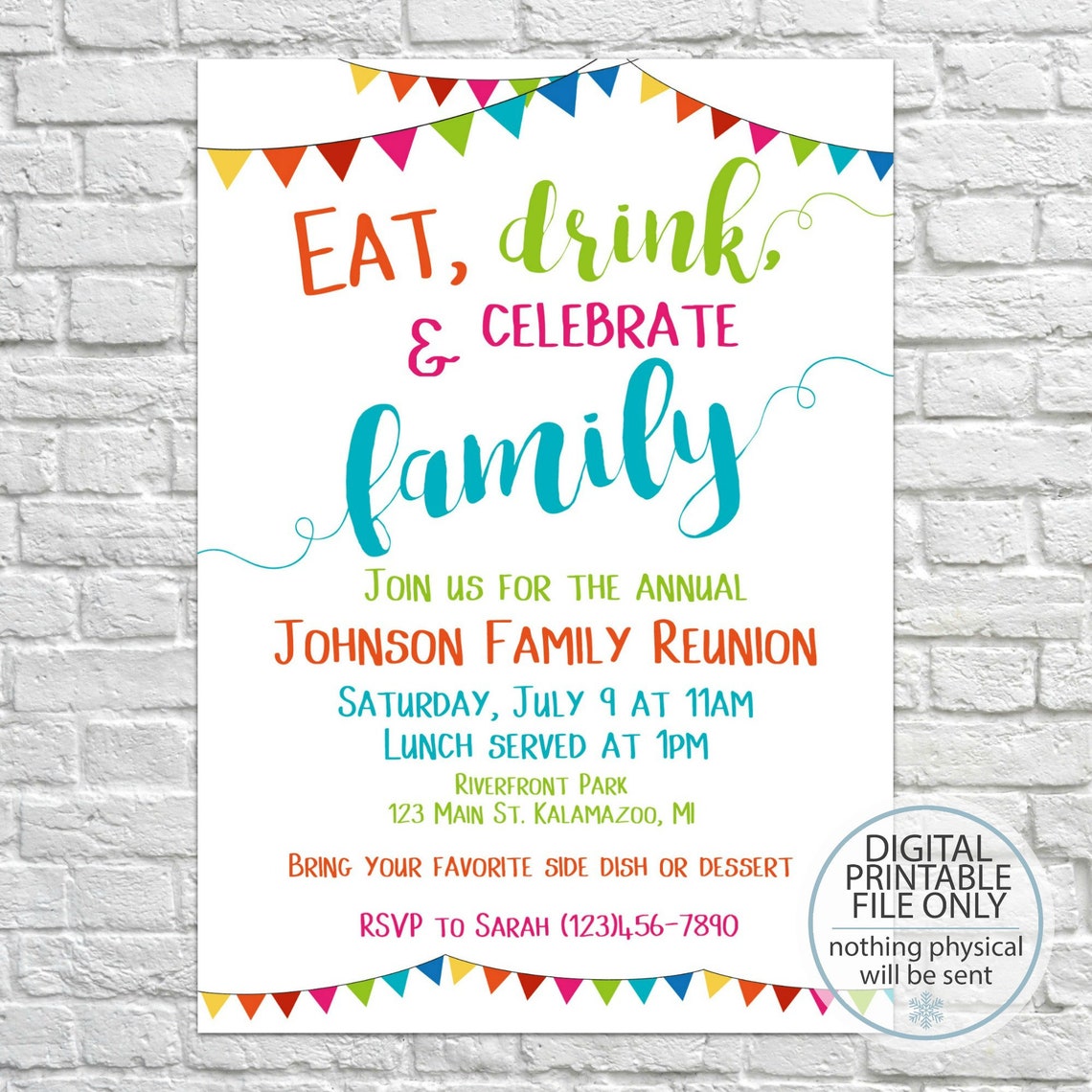 Printable Family Reunion Invitation Summer Family Reunion Etsy