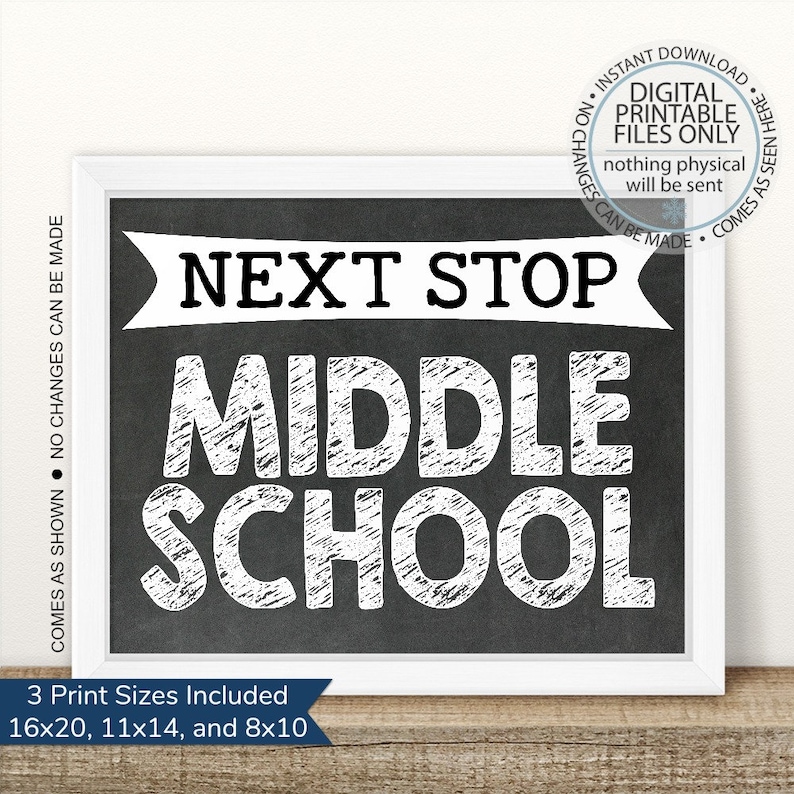 Printable Next Stop Middle School 5th Grade 6th Grade | Etsy