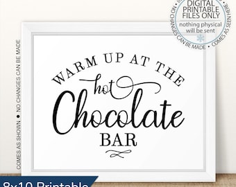 Printable Hot Cocoa Sign, Holiday Decor, Christmas Sign, Hot Chocolate Bar Printable Sign, Christmas Wall Art, Christmas Party Decor